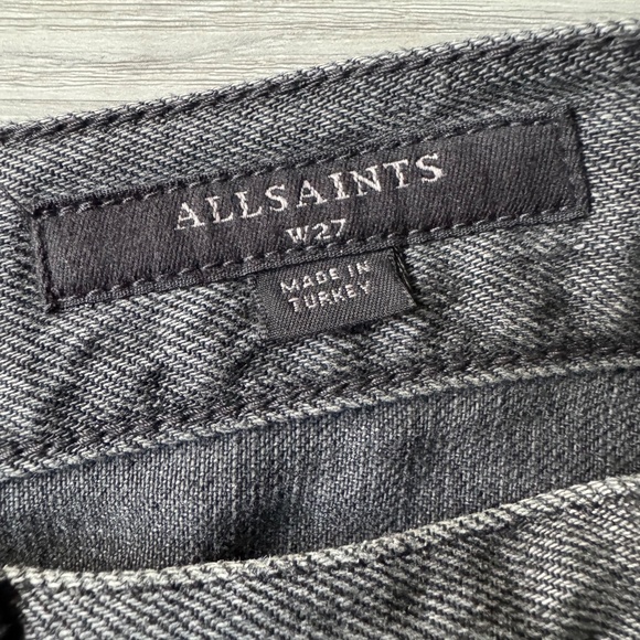 ALLSAINTS Yanni Denim Shorts Gray W27 Raw Hem Distressed - Picture 9 of 16